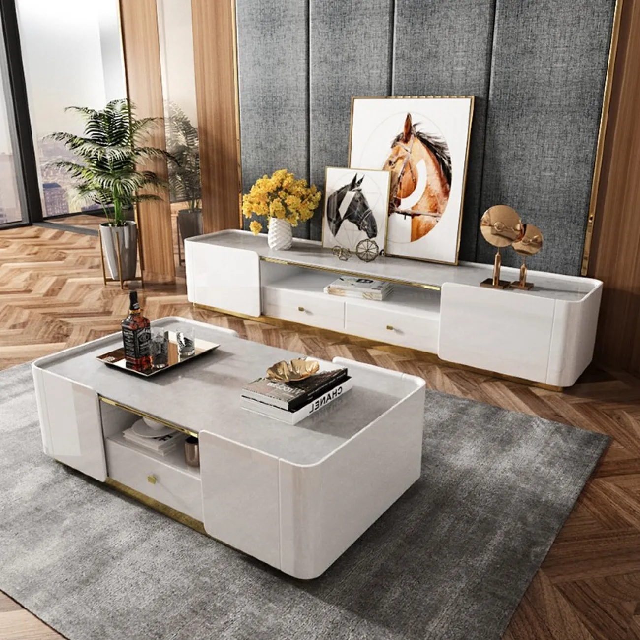 Стильная ТВ тумба для гостиной LaLume MB21007-23 Стильная ТВ тумба для гостиной LaLume MB21007-23