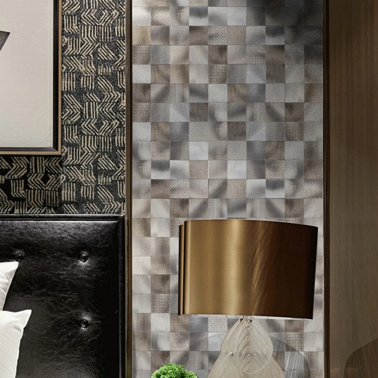 Металлическая 3д плитка на самоклеящаяся основе с узорами LaLume MB20805-23 Металлическая 3д плитка на самоклеящаяся основе с узорами LaLume MB20805-23