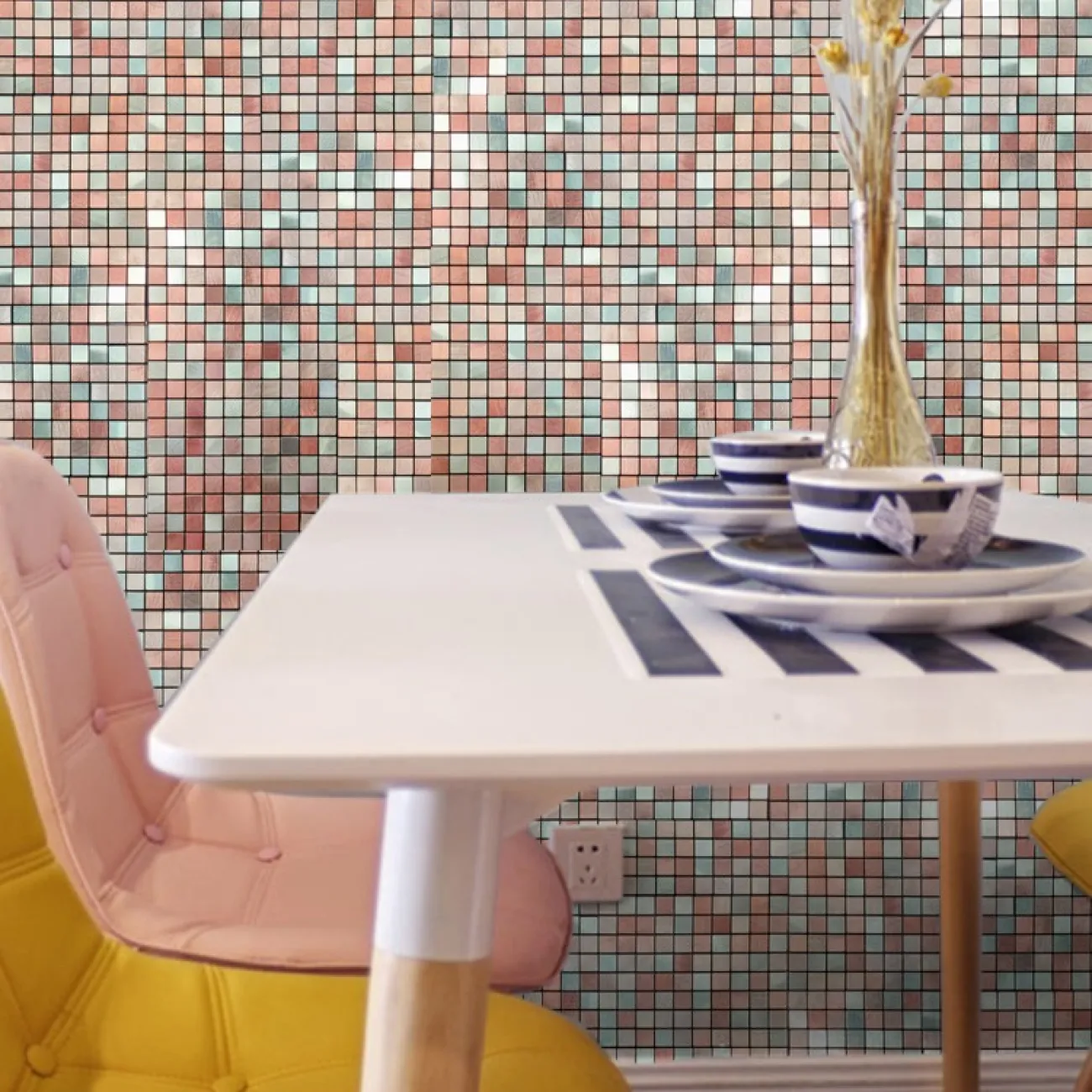 Минималистическая металлическая 3д плитка на самоклеящаяся основе LaLume MB20808-23 Минималистическая металлическая 3д плитка на самоклеящаяся основе LaLume MB20808-23