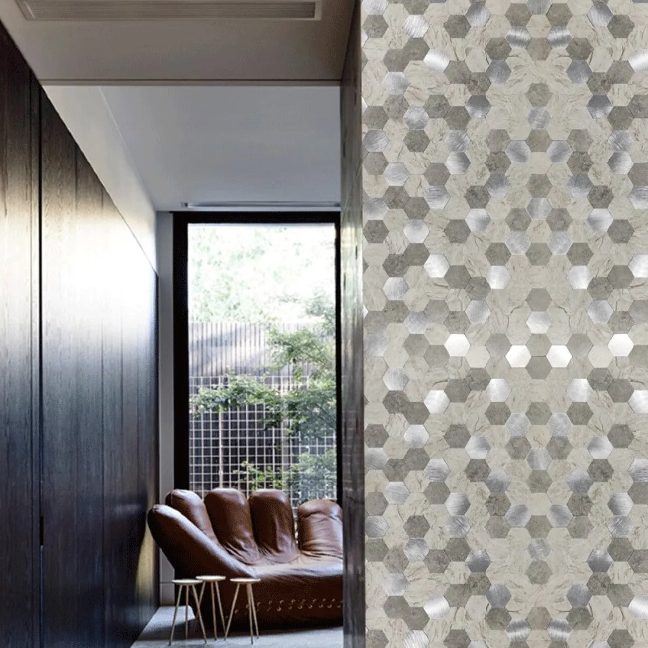 Креативная металлическая 3д плитка на самоклеящаяся основе LaLume MB20812-23 Креативная металлическая 3д плитка на самоклеящаяся основе LaLume MB20812-23