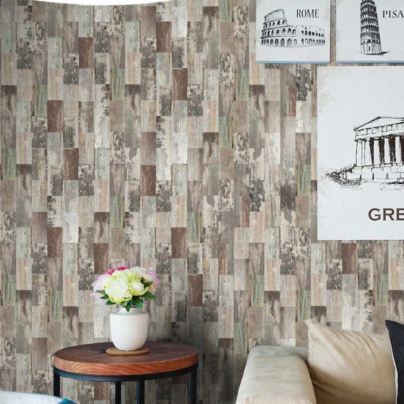 Креативная 3д плитка на самоклеящаяся основе с имитацией древесины LaLume MB20815-23