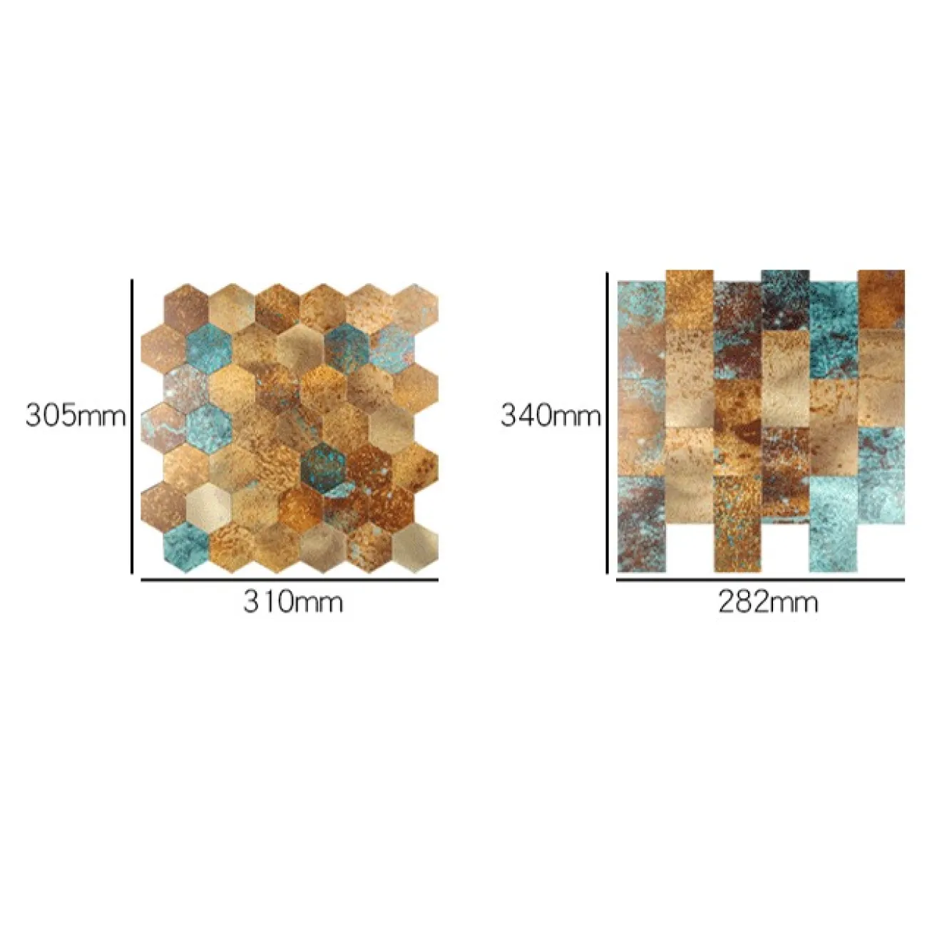 Яркая металлическая 3д плитка на самоклеящаяся основе с имитацией ржавчины  LaLume MB20820-23