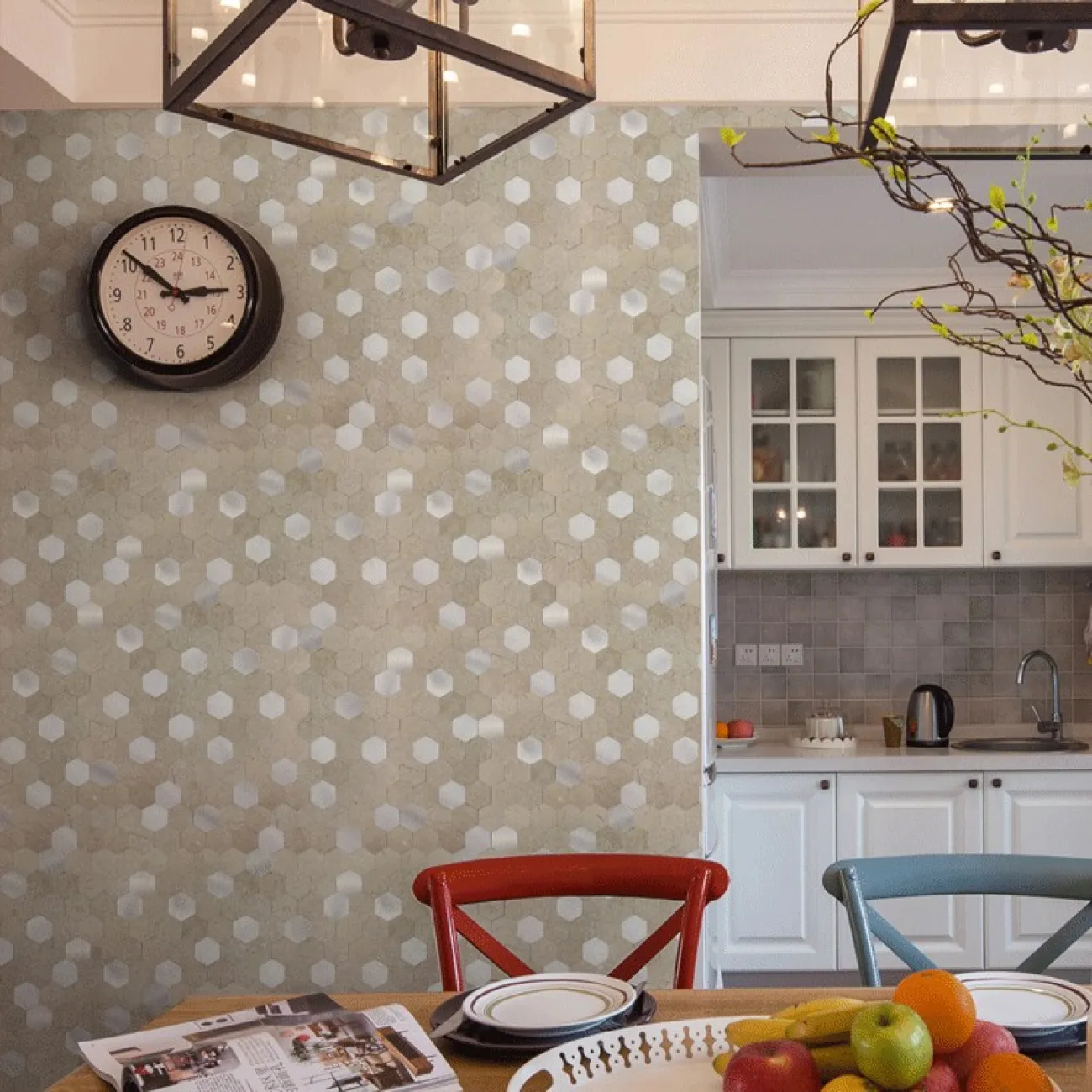 Шестиугольная 3д плитка в виде мозайки на самоклеющейся основе LaLume MB20831-23 Шестиугольная 3д плитка в виде мозайки на самоклеющейся основе LaLume MB20831-23