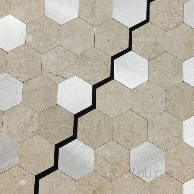 Шестиугольная 3д плитка в виде мозайки LaLume MB20831-23