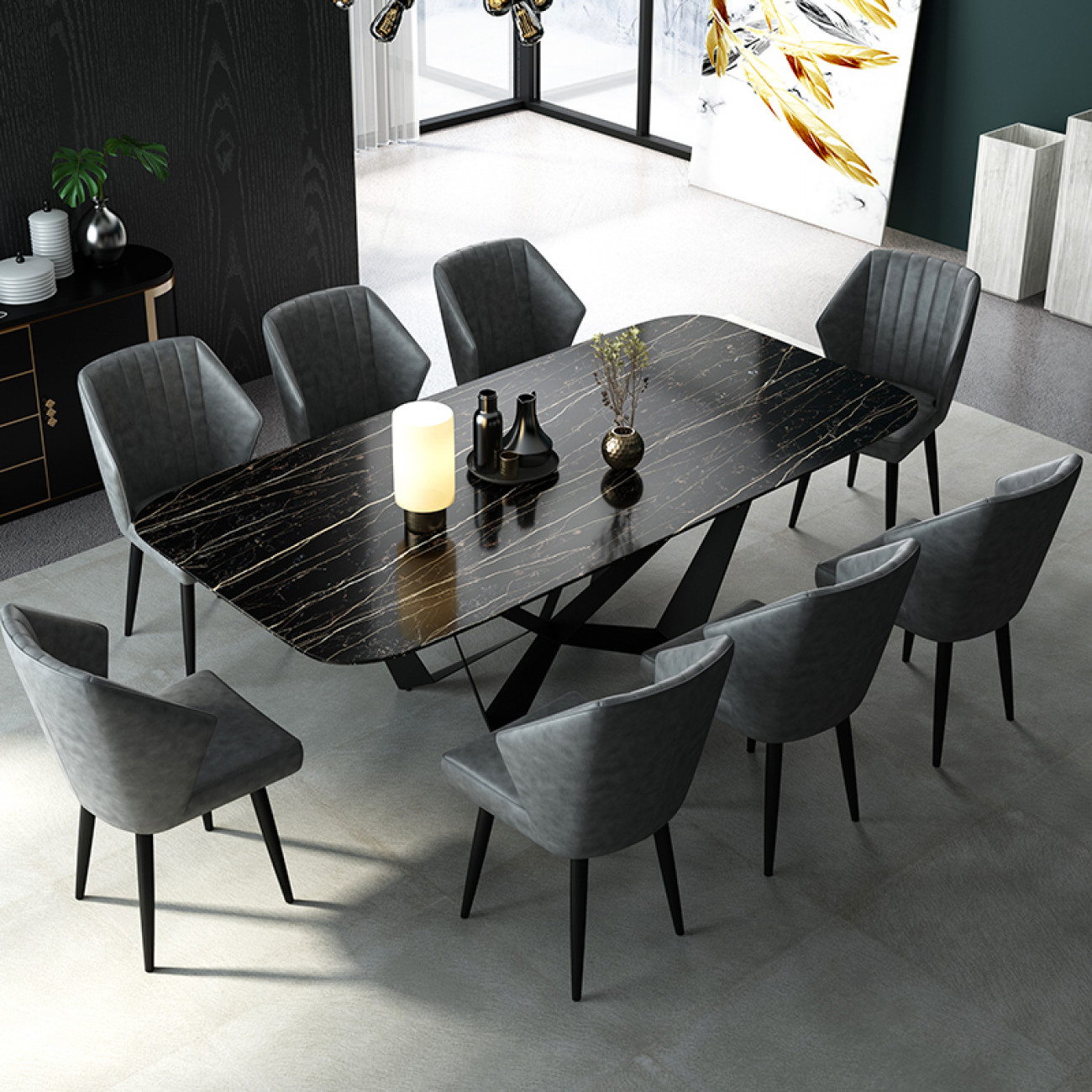 Мраморный большой обеденный стол LaLume ST100391-05