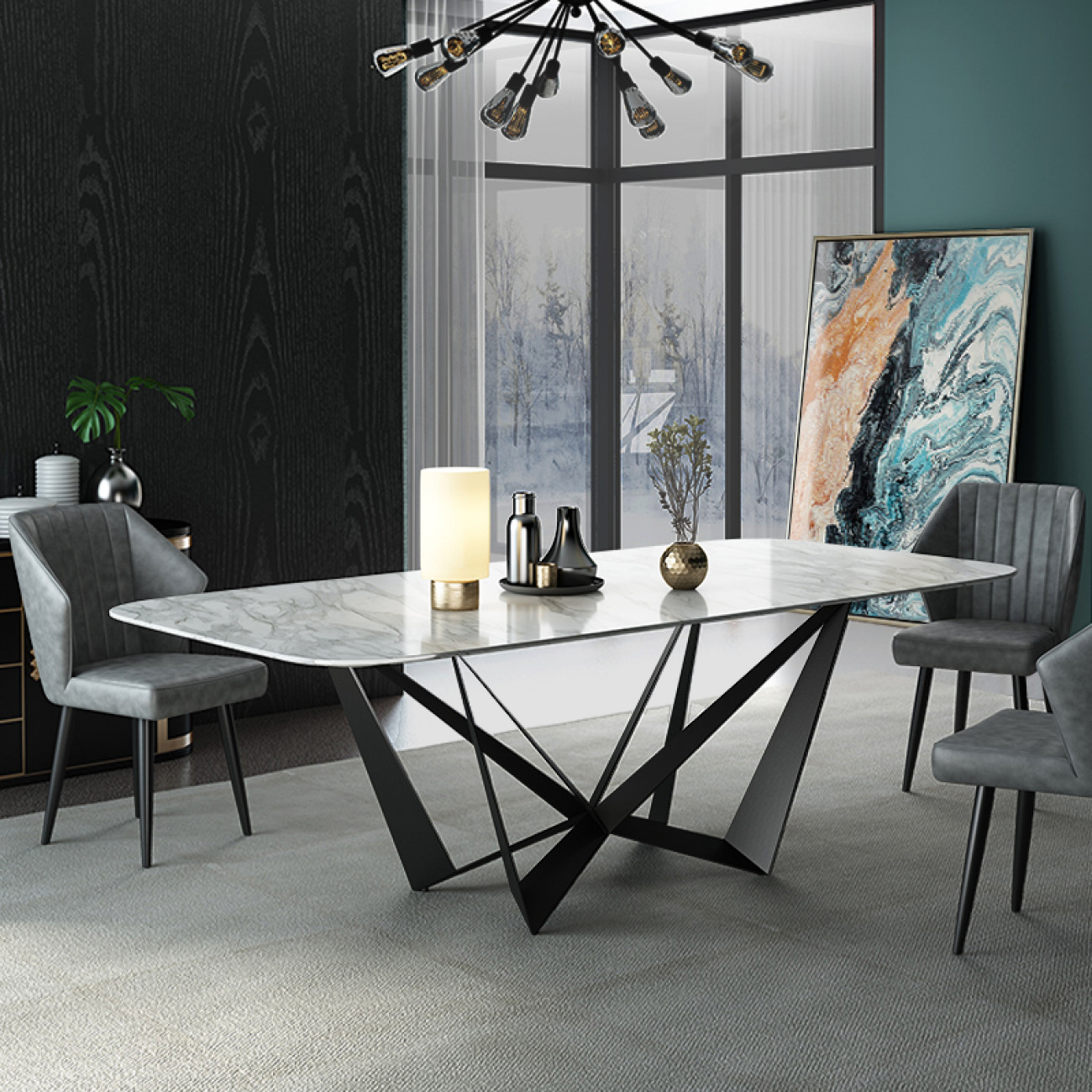 Мраморный большой обеденный стол LaLume ST100391-05