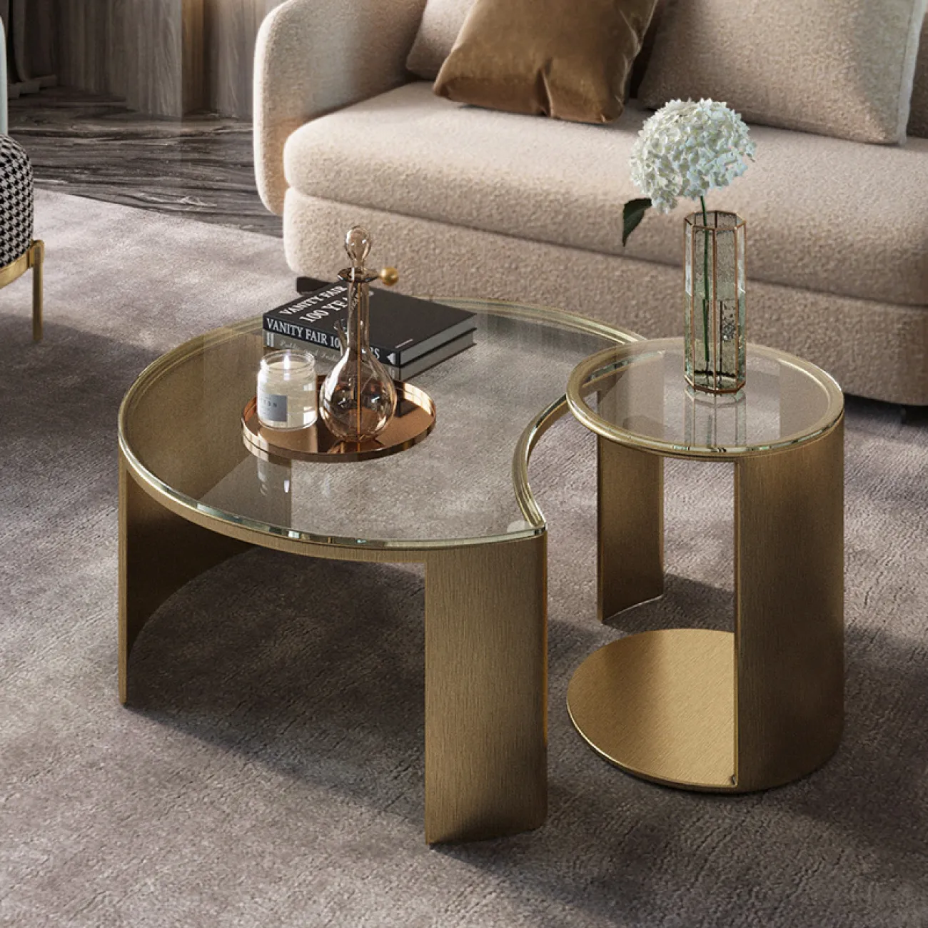 Дизайнерский журнальный стол из двух частей  LaLume MB21008-23