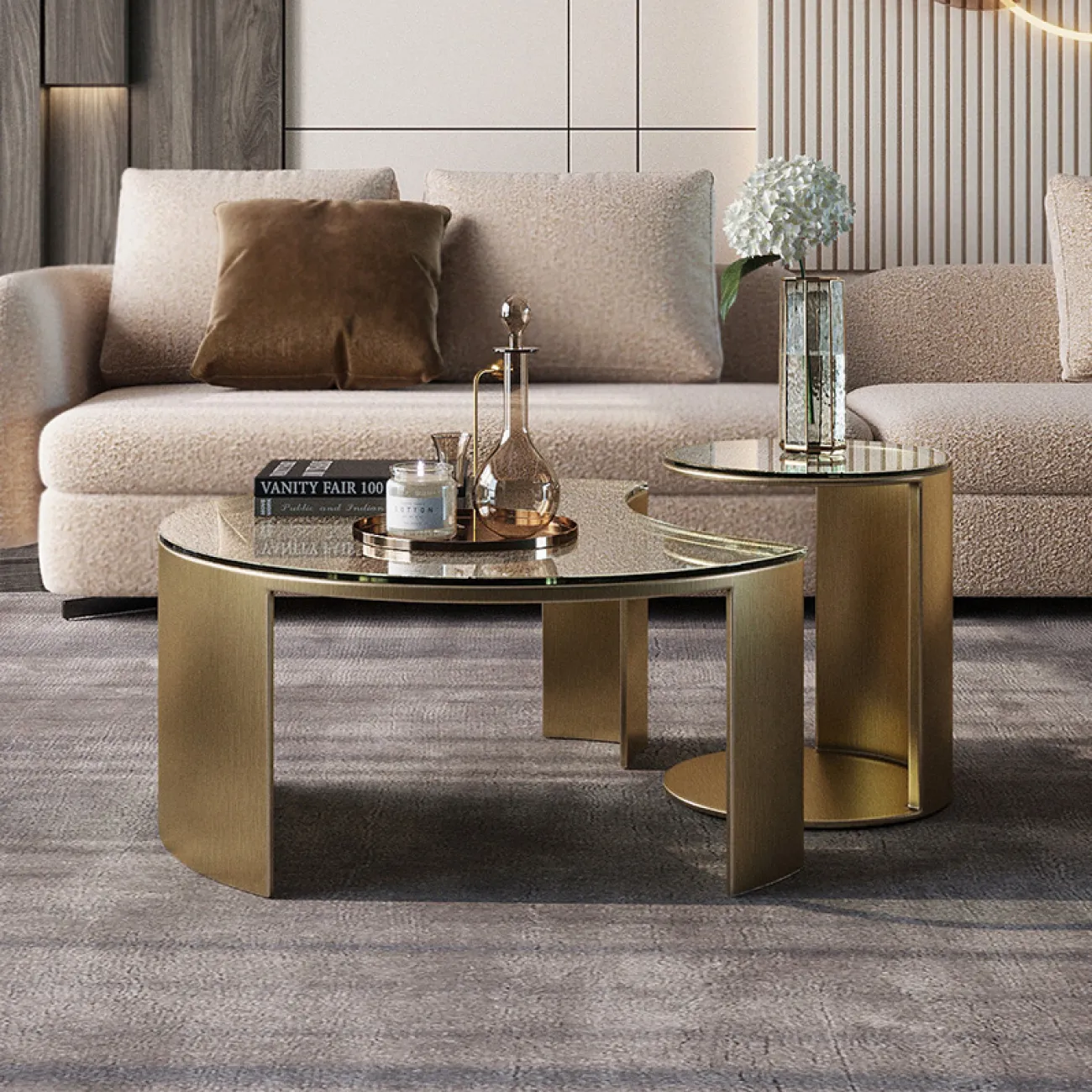 Дизайнерский журнальный стол из двух частей  LaLume MB21008-23