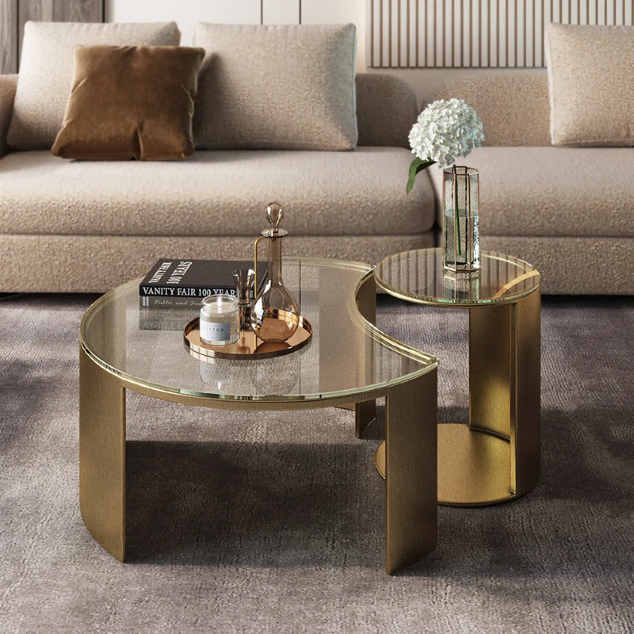 Дизайнерский журнальный стол из двух частей  LaLume MB21008-23