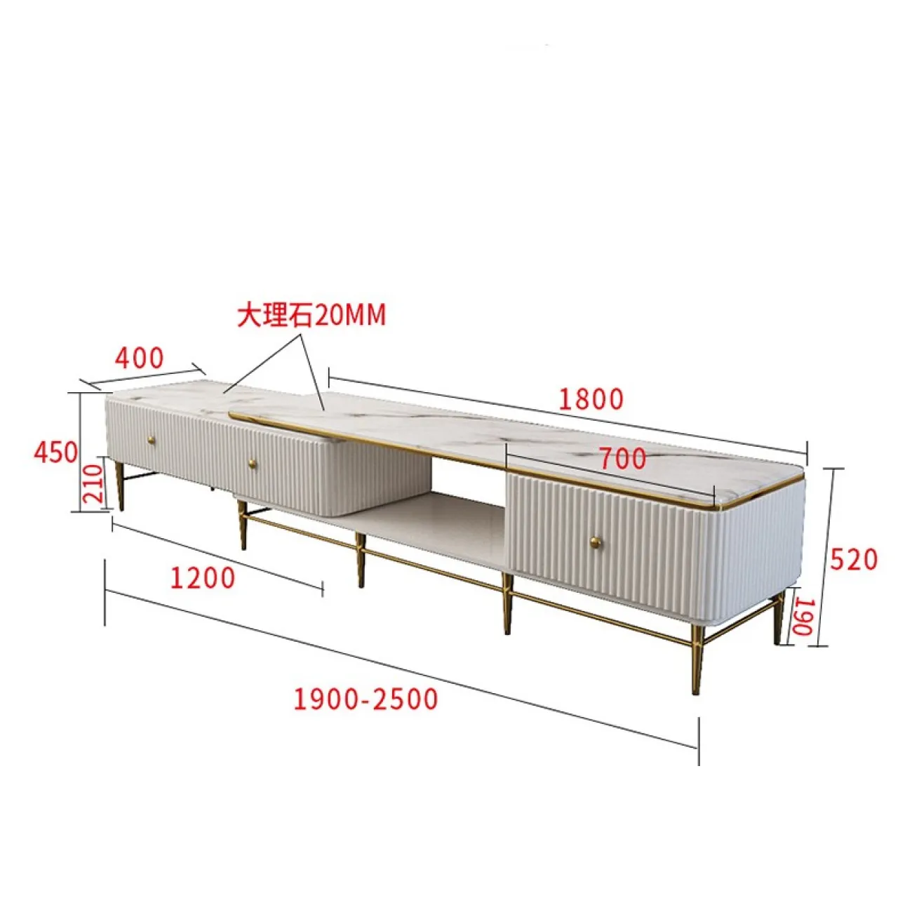 Выдвижной современный комод под ТВ LaLume MB21017-23 Выдвижной современный комод под ТВ LaLume MB21017-23