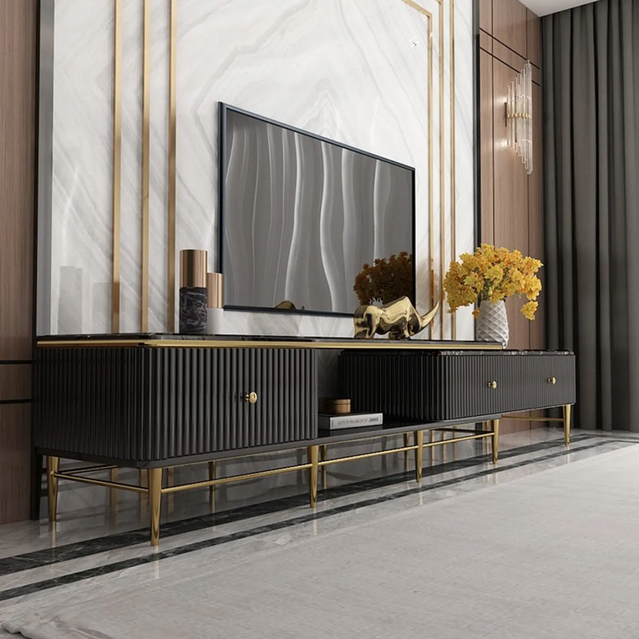 Выдвижной современный комод под ТВ LaLume MB21017-23 Выдвижной современный комод под ТВ LaLume MB21017-23