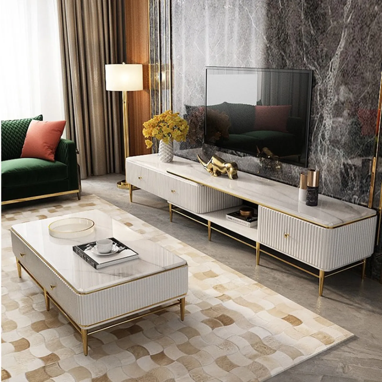 Выдвижной современный комод под ТВ LaLume MB21017-23 Выдвижной современный комод под ТВ LaLume MB21017-23