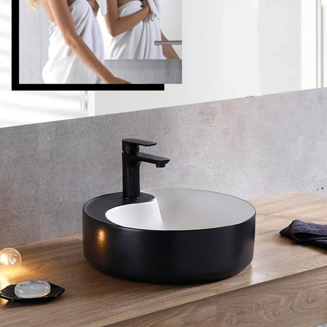 Современный круглый умывальник  для ванной комнаты LaLume MB20550-23