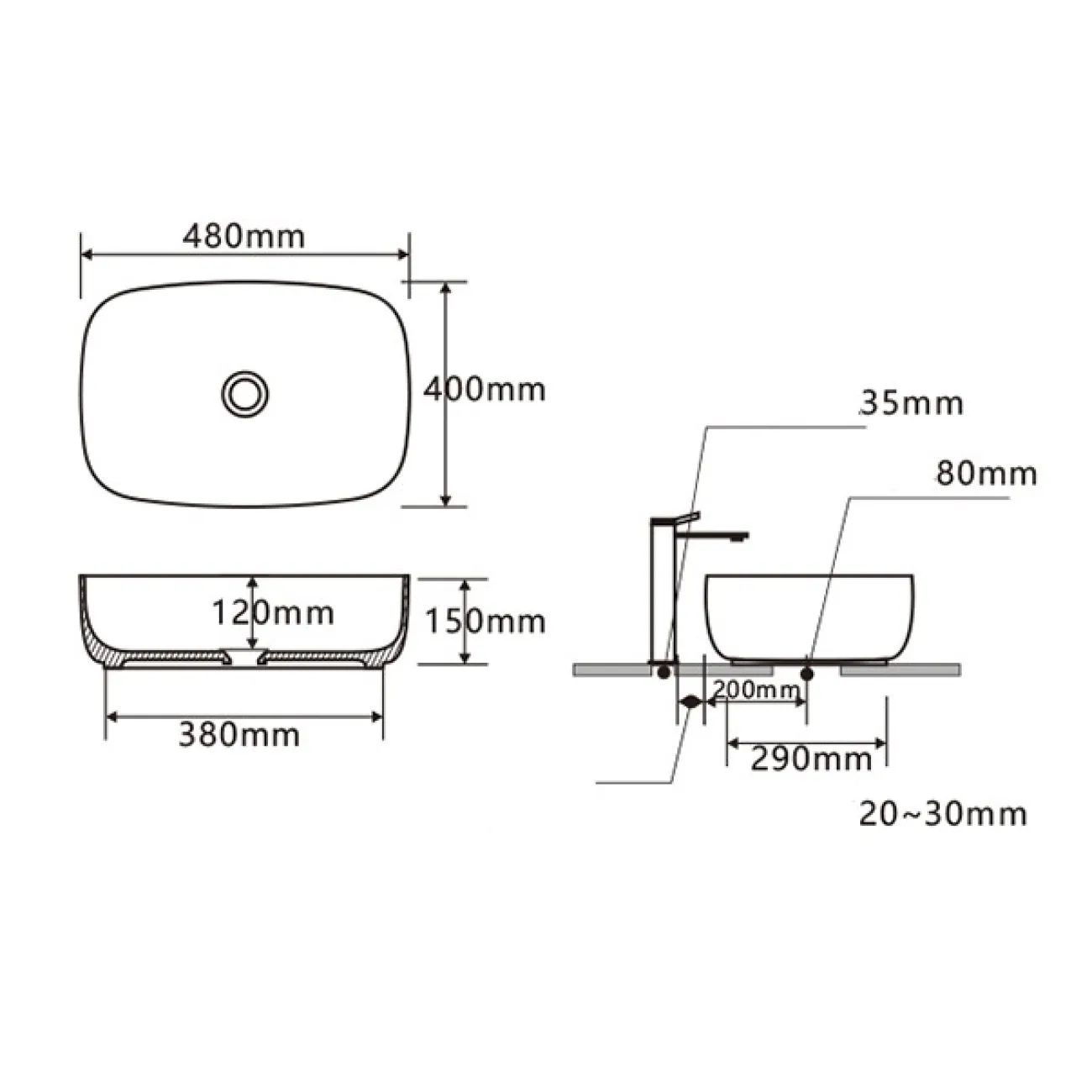 Керамический компактный умывальник  для ванной комнаты LaLume MB20653-23