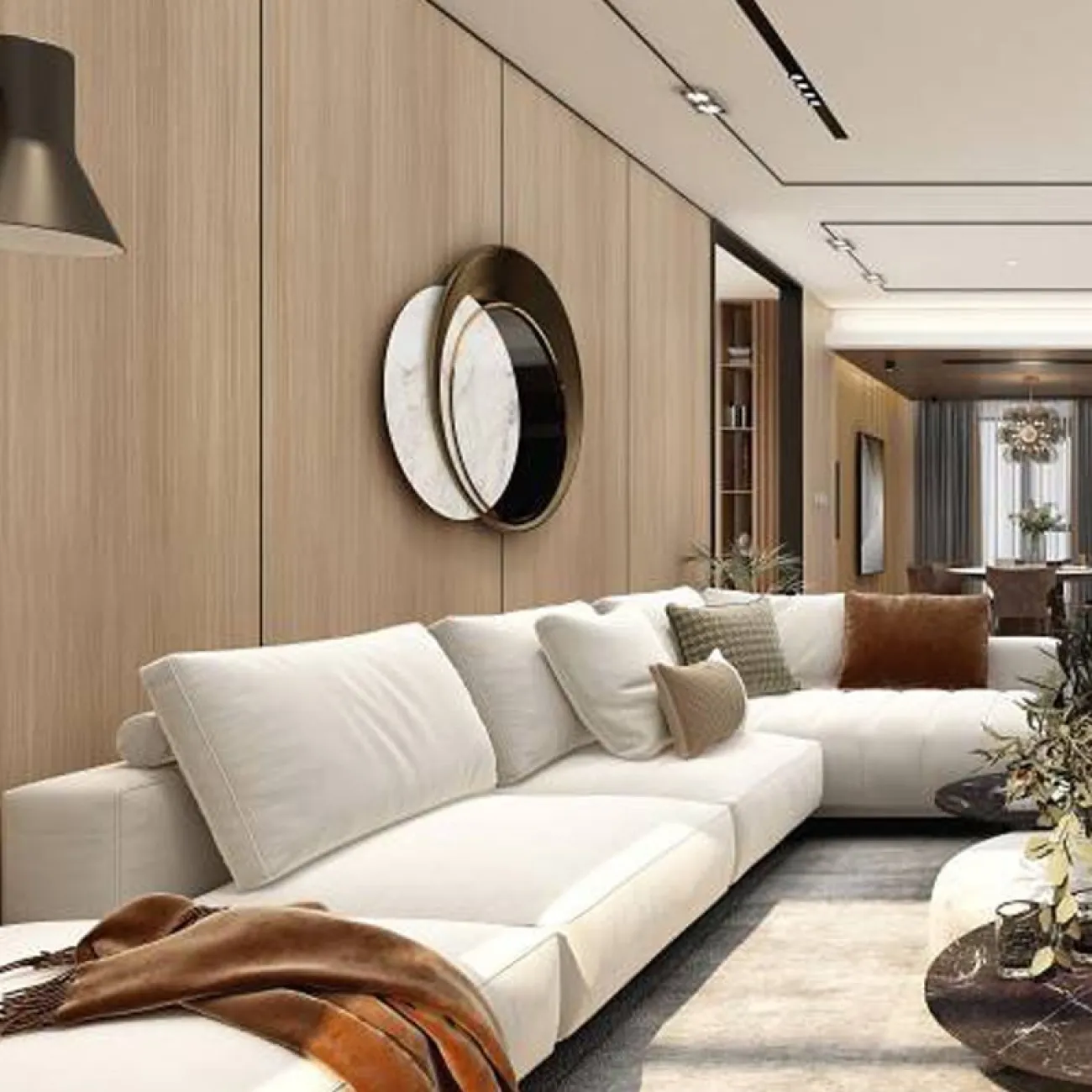 Настенное круглое зеркало для гостиной LaLume DK20902-23