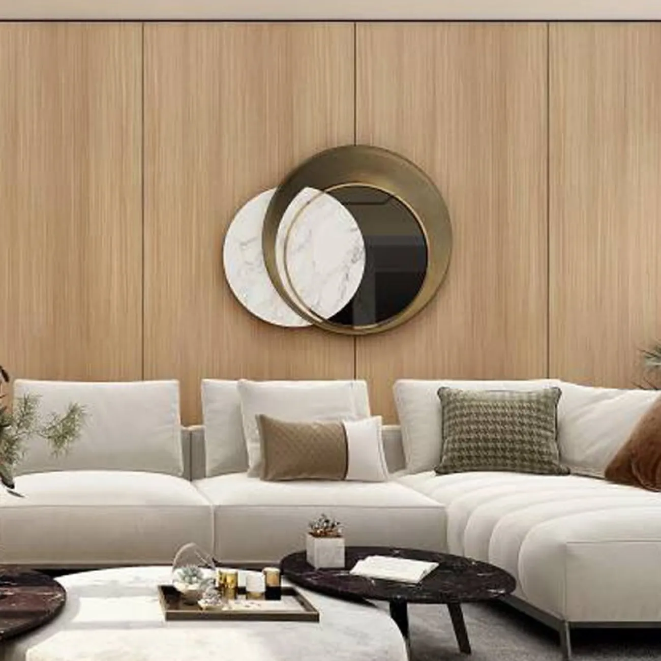 Настенное круглое зеркало для гостиной LaLume DK20902-23