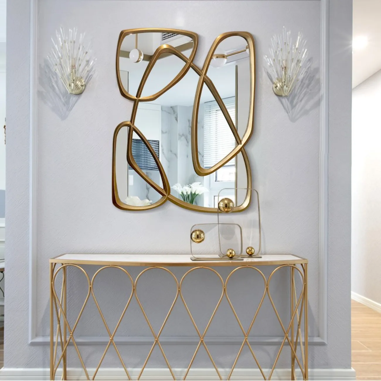 Минималистическое настенное зеркало для гостиной LaLume DK20903-23