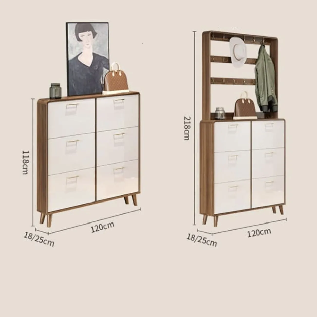 Современный ультратонкий  деревянный обувной шкаф MB20496-23