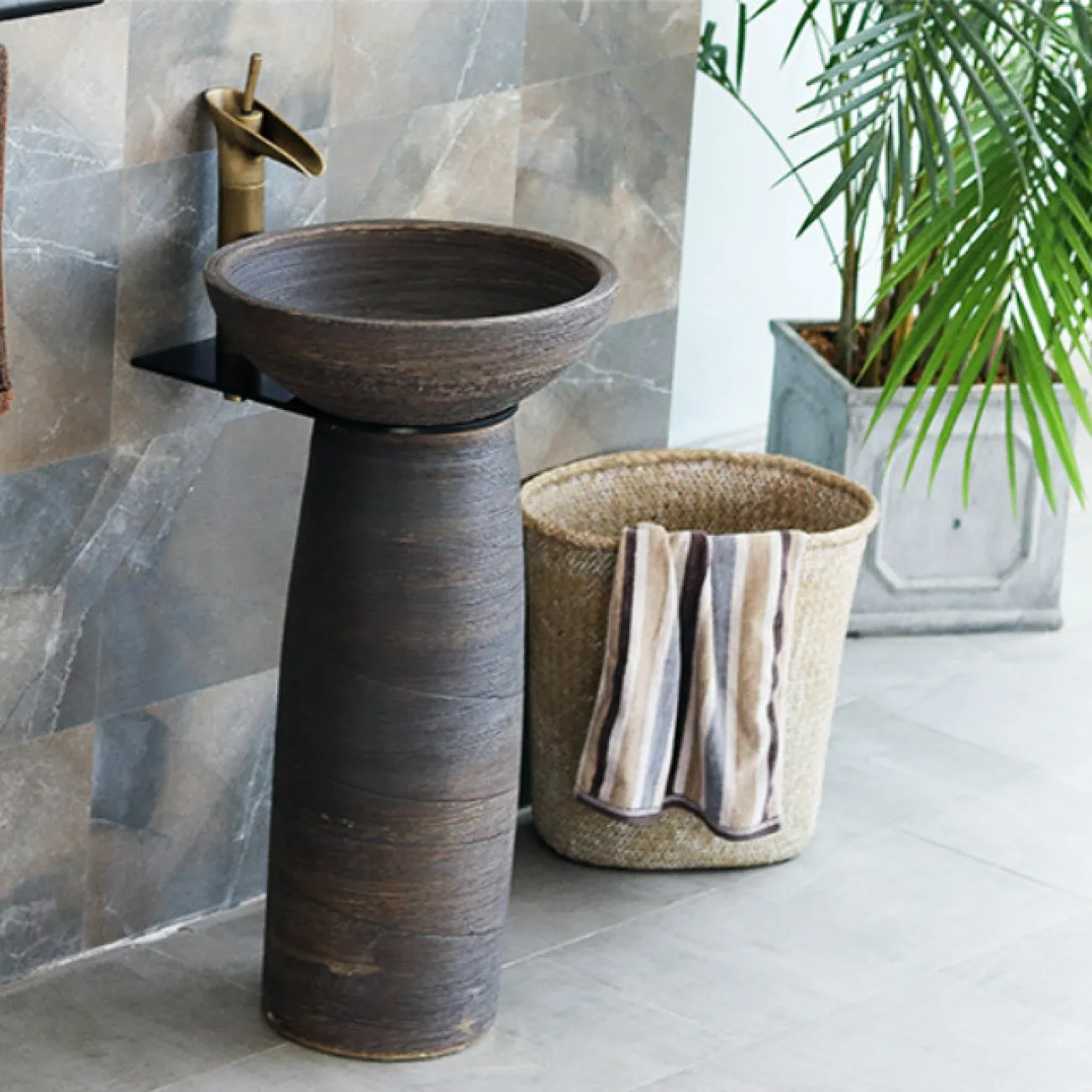 Керамический круглый умывальник  для ванной комнаты LaLume MB20570-23