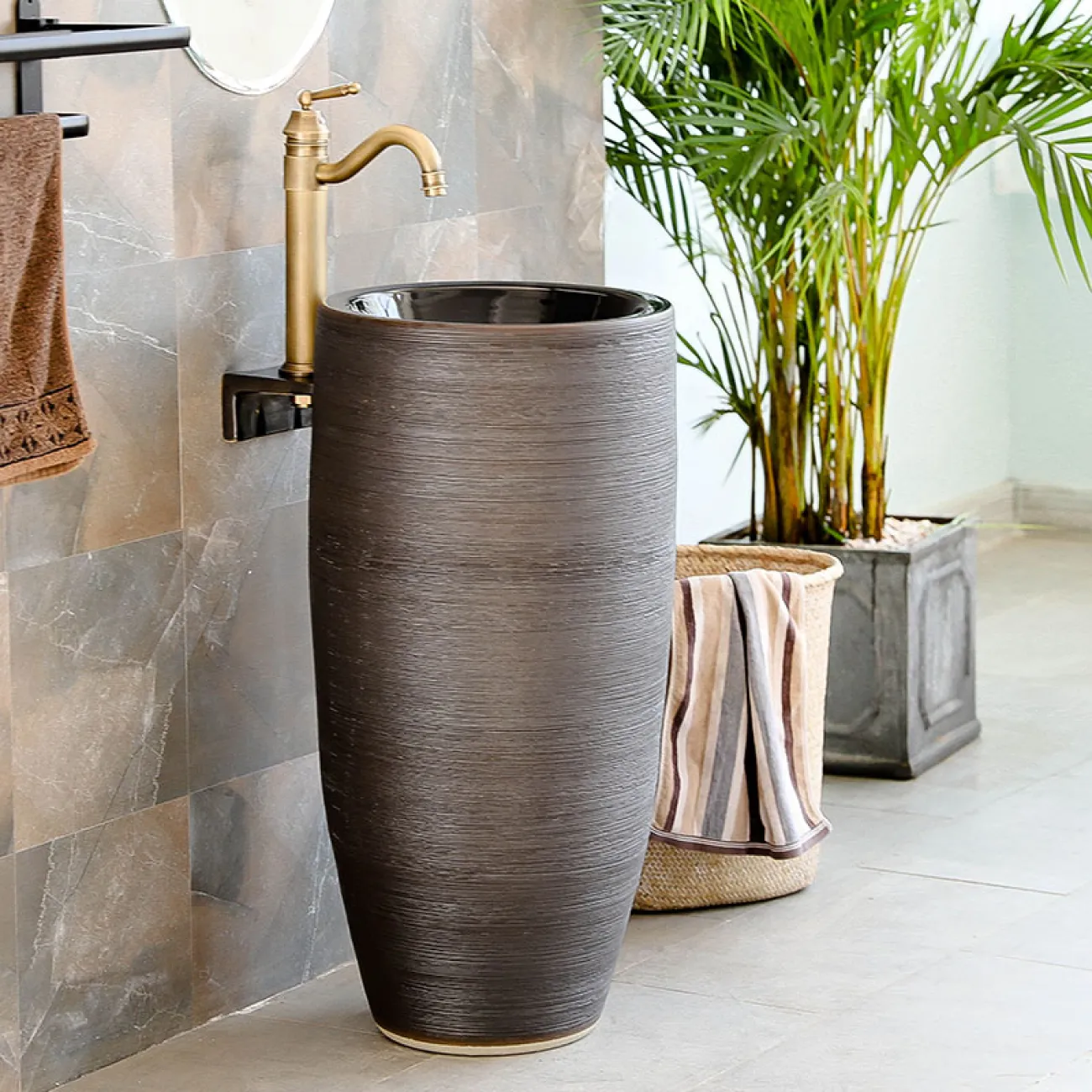 Керамический круглый умывальник  для ванной комнаты LaLume MB20567-23