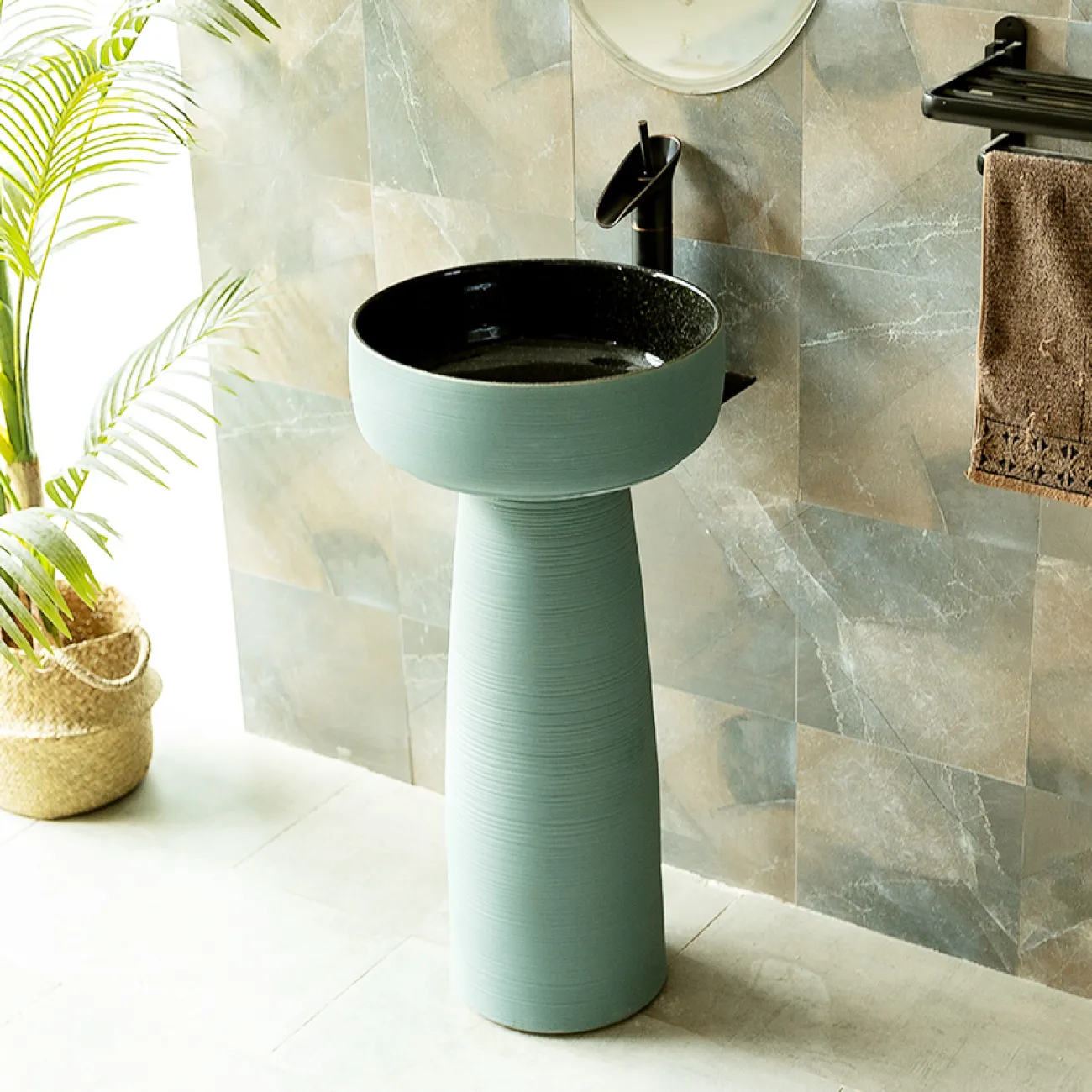 Керамический круглый умывальник  для ванной комнаты LaLume MB20556-23