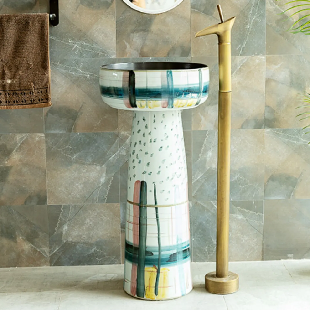 Керамический круглый умывальник для ванной комнаты LaLume MB20558-23 Керамический круглый умывальник для ванной комнаты LaLume MB20558-23