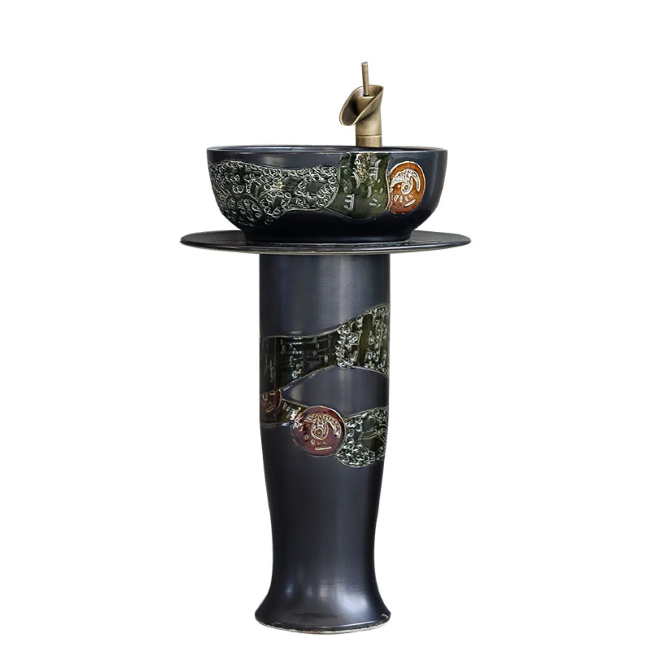 Керамический круглый умывальник  для ванной комнаты LaLume MB20583-23