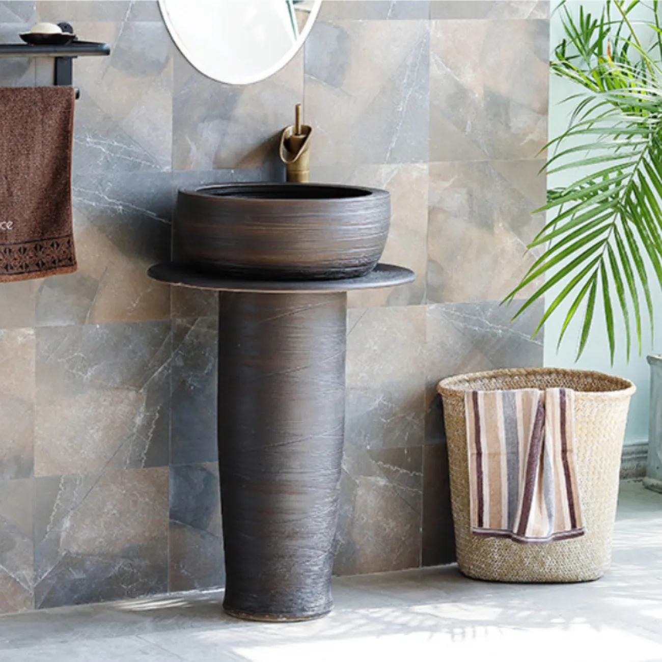 Керамический круглый умывальник  для ванной комнаты LaLume MB20579-23