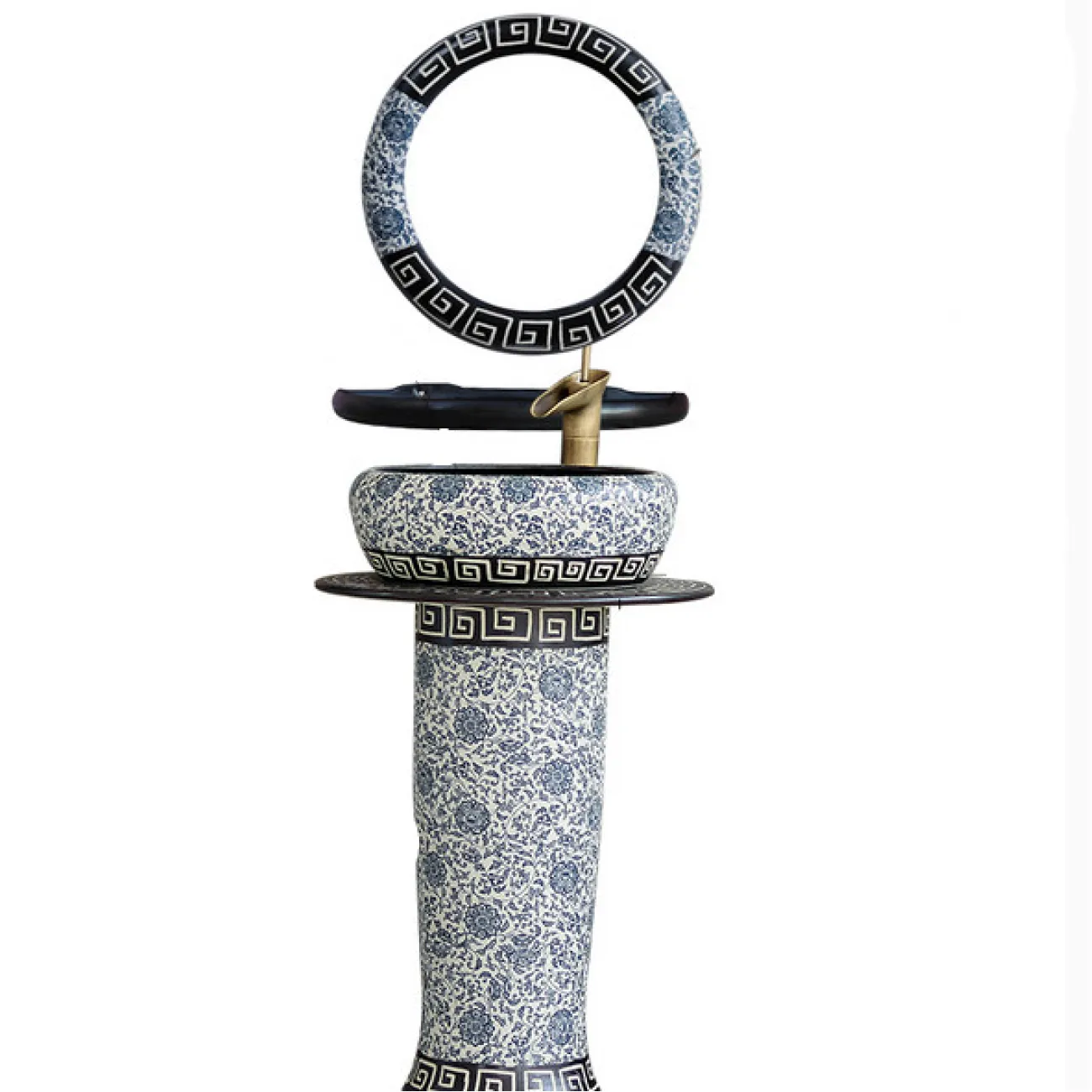 Керамический круглый умывальник для ванной комнаты LaLume MB20576-23 Керамический круглый умывальник для ванной комнаты LaLume MB20576-23