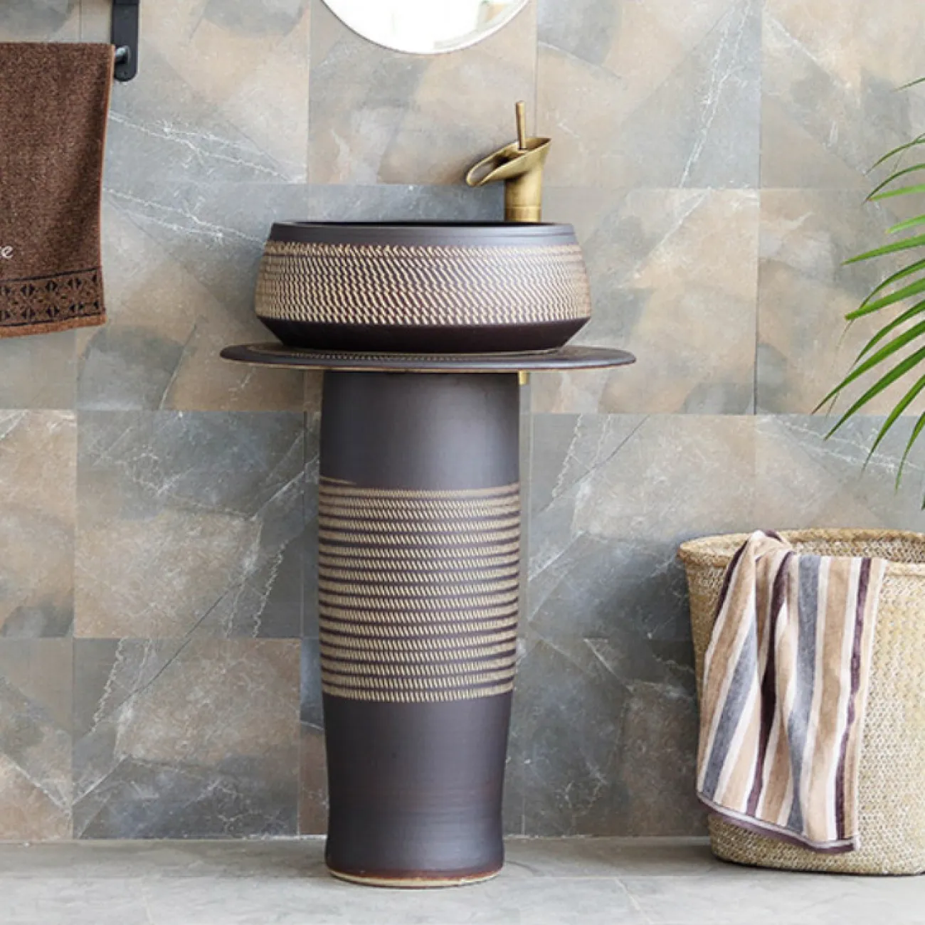 Керамический круглый умывальник  для ванной комнаты LaLume MB20572-23