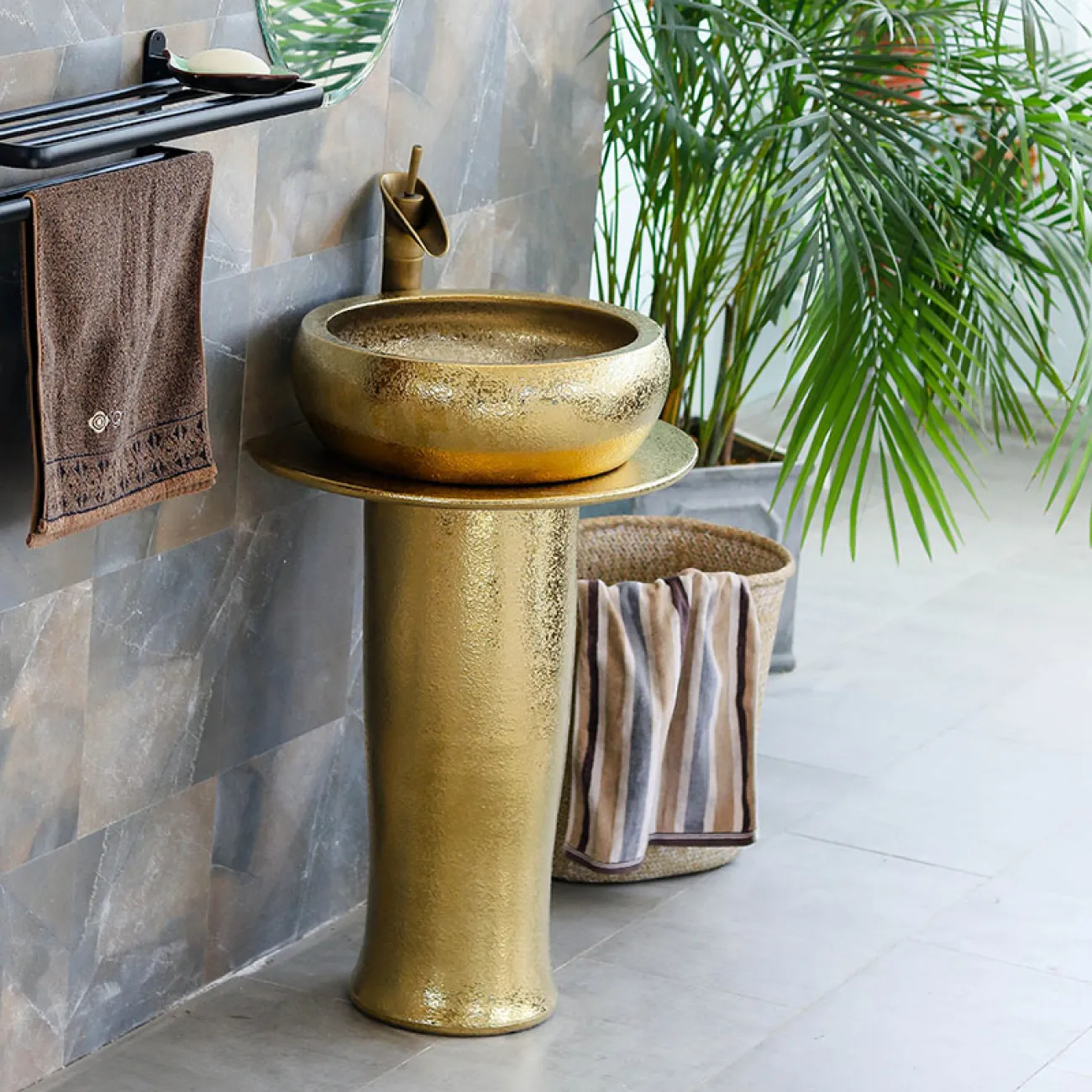 Керамический круглый умывальник  для ванной комнаты LaLume MB20606-23