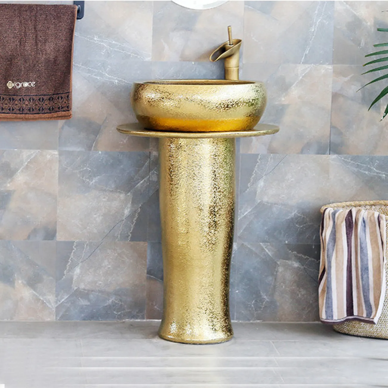 Керамический круглый умывальник  для ванной комнаты LaLume MB20606-23