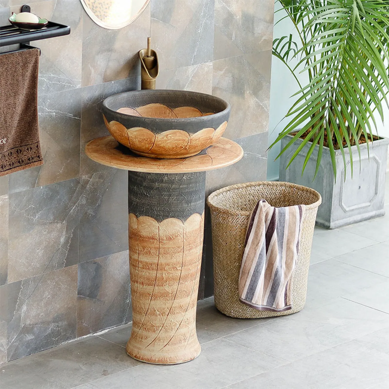 Керамический круглый умывальник  для ванной комнаты LaLume MB20601-23