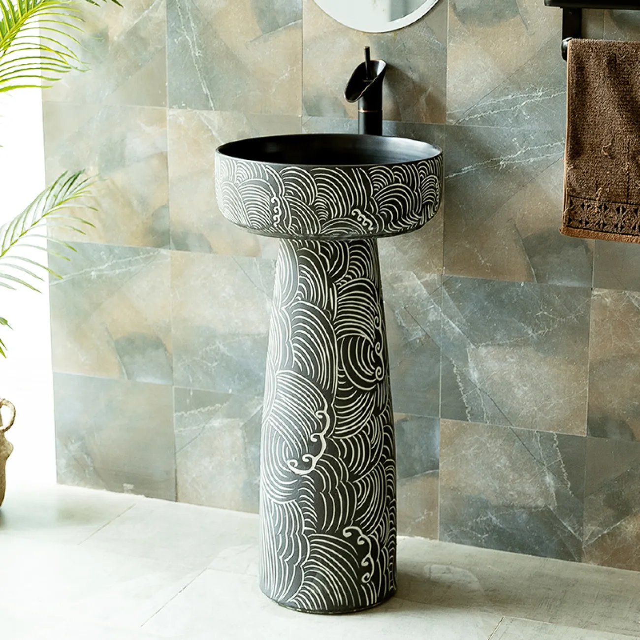 Керамический круглый умывальник  для ванной комнаты LaLume MB20597-23