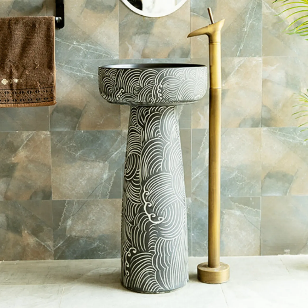 Керамический круглый умывальник  для ванной комнаты LaLume MB20597-23