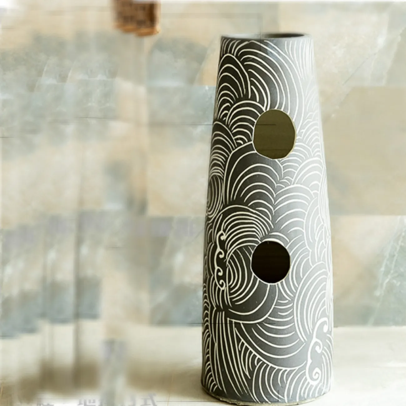 Керамический круглый умывальник  для ванной комнаты LaLume MB20597-23