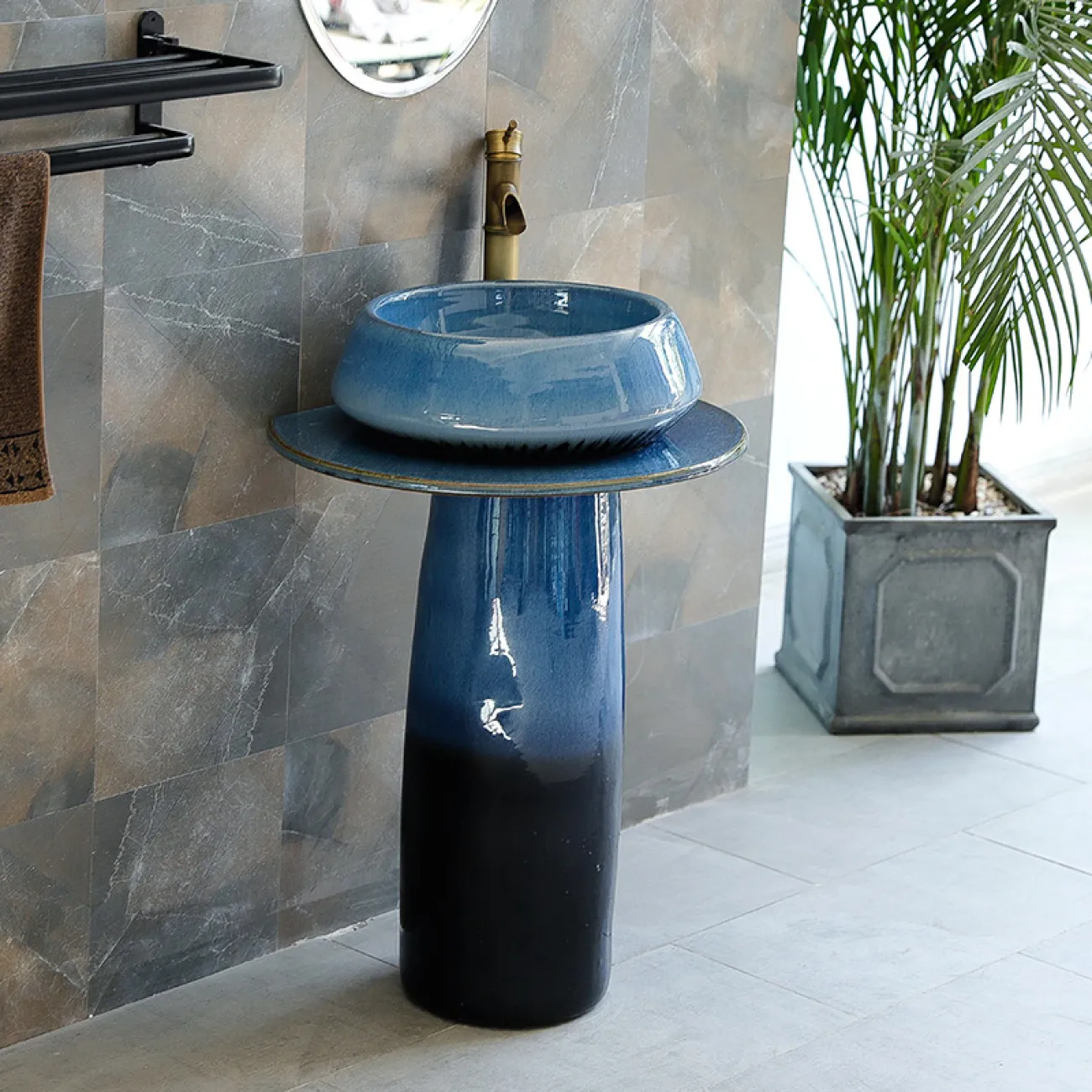 Керамический круглый умывальник  для ванной комнаты LaLume MB20649-23