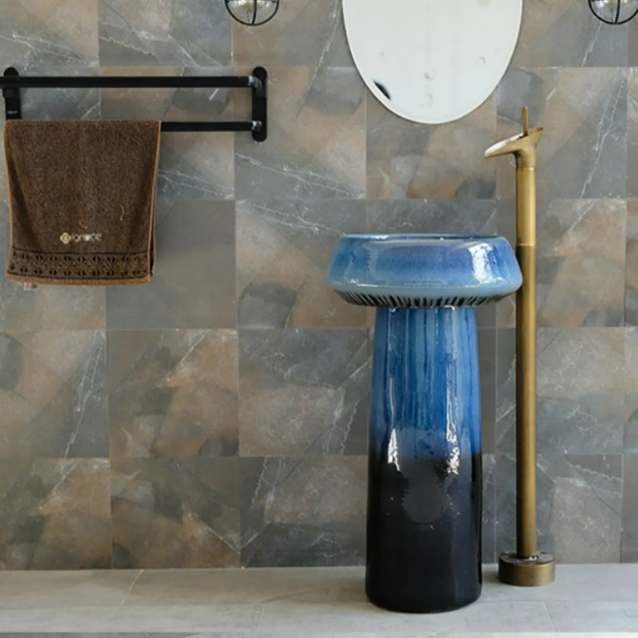 Керамический круглый умывальник  для ванной комнаты LaLume MB20649-23