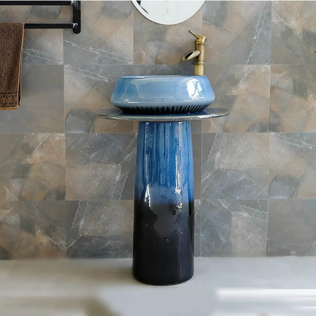 Керамический круглый умывальник  для ванной комнаты LaLume MB20649-23