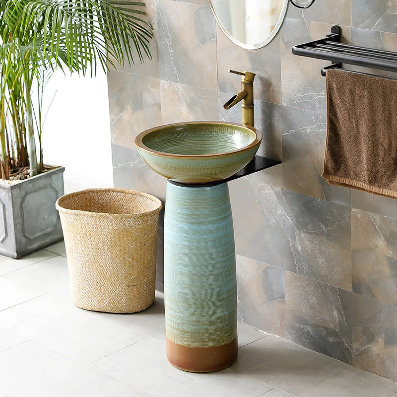 Керамический круглый умывальник  для ванной комнаты LaLume MB20545-23