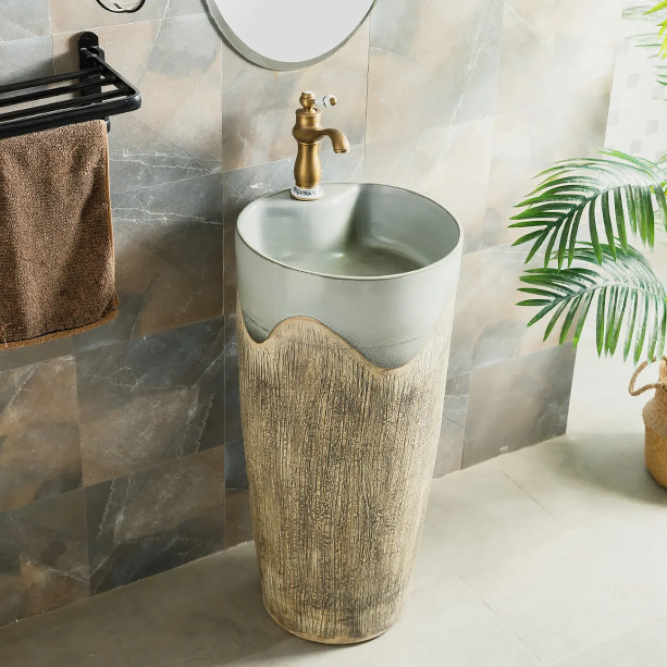 Керамический круглый умывальник для ванной комнаты LaLume MB20537-23 Керамический круглый умывальник для ванной комнаты LaLume MB20537-23