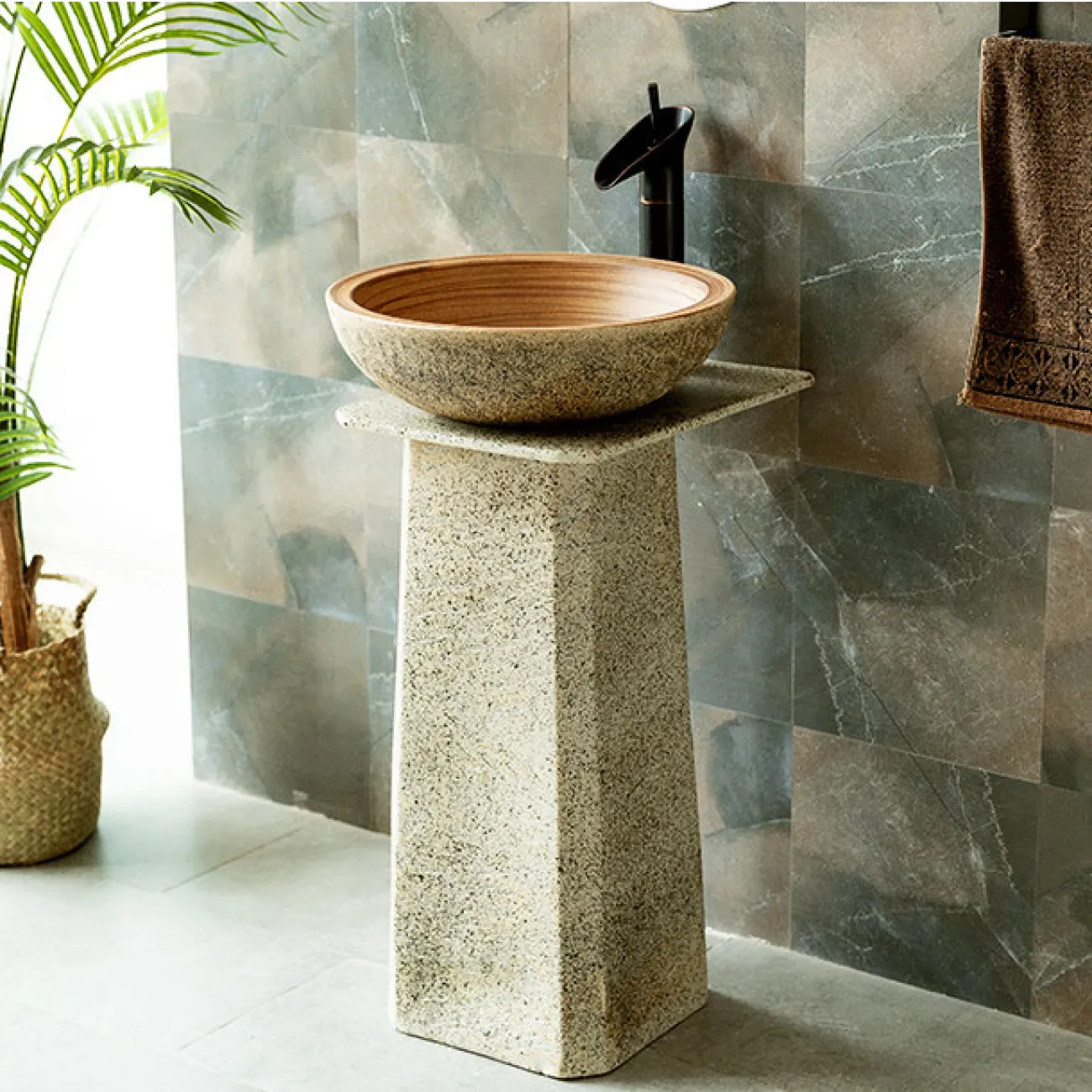 Керамический круглый умывальник  для ванной комнаты LaLume MB20539-23