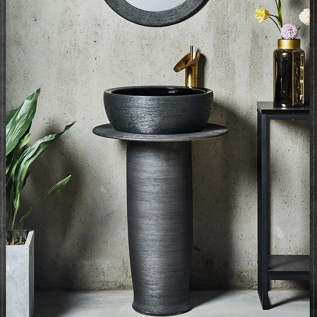 Керамический открытый умывальник в форме колоны для ванной комнаты LaLume MB20528-23