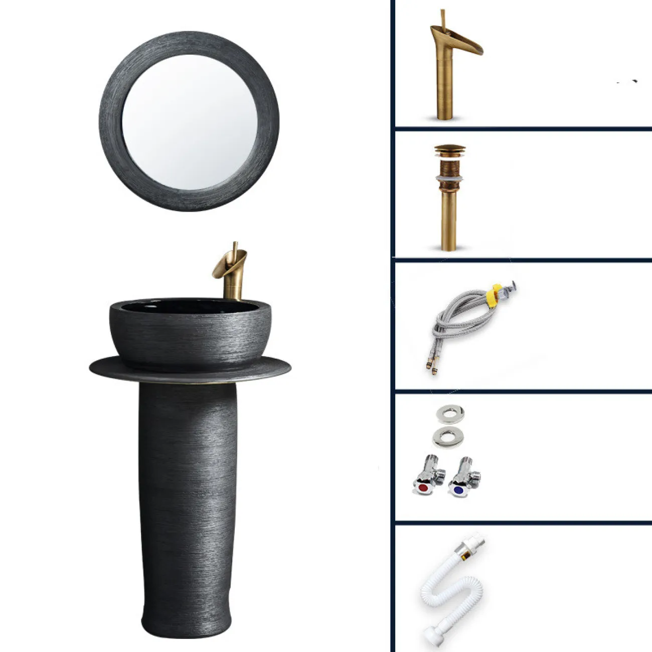 Керамический открытый умывальник в форме колоны для ванной комнаты LaLume MB20528-23