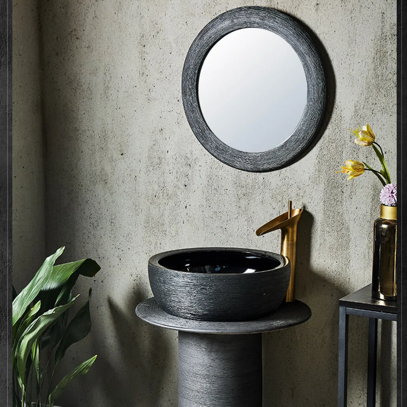 Керамический открытый умывальник в форме колоны для ванной комнаты LaLume MB20528-23