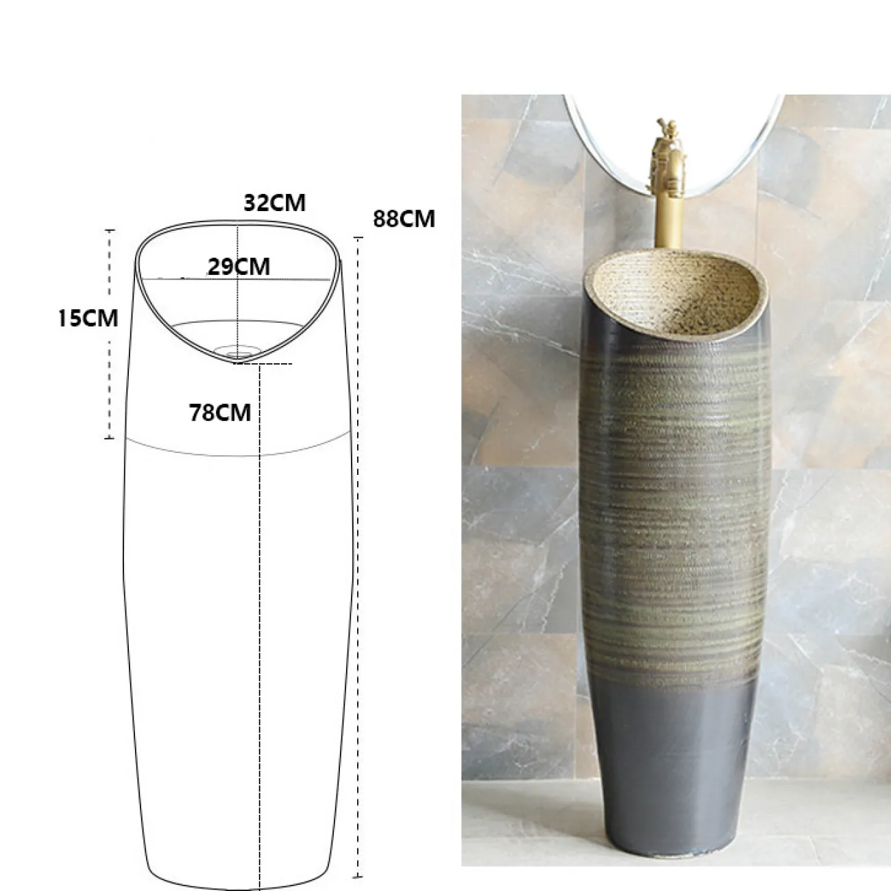 Керамический креативный умывальник  для ванной комнаты LaLume MB20532-23