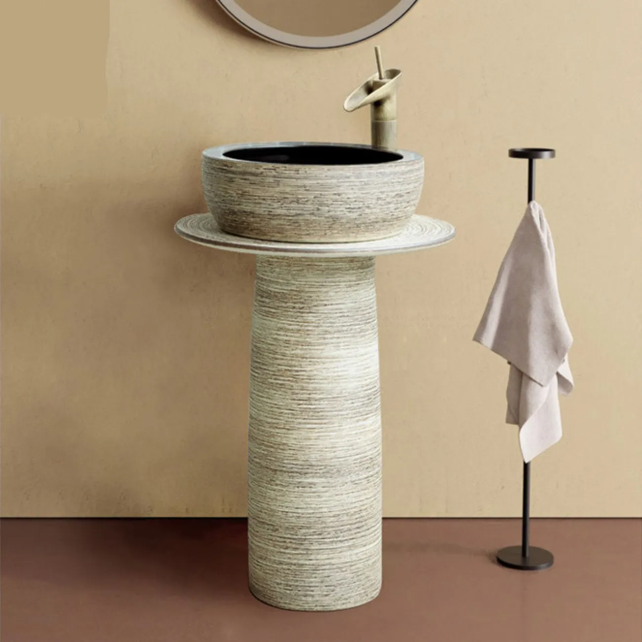 Креативный керамический умывальник в форме колоны для ванной комнаты LaLume MB20512-23 Креативный керамический умывальник в форме колоны для ванной комнаты LaLume MB20512-23