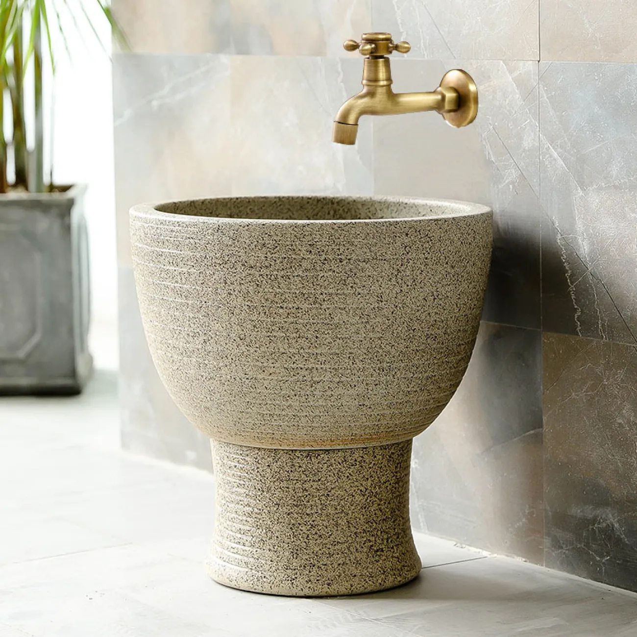 Керамический круглый умывальник для ванной комнаты LaLume MB20531-23 Керамический круглый умывальник для ванной комнаты LaLume MB20531-23