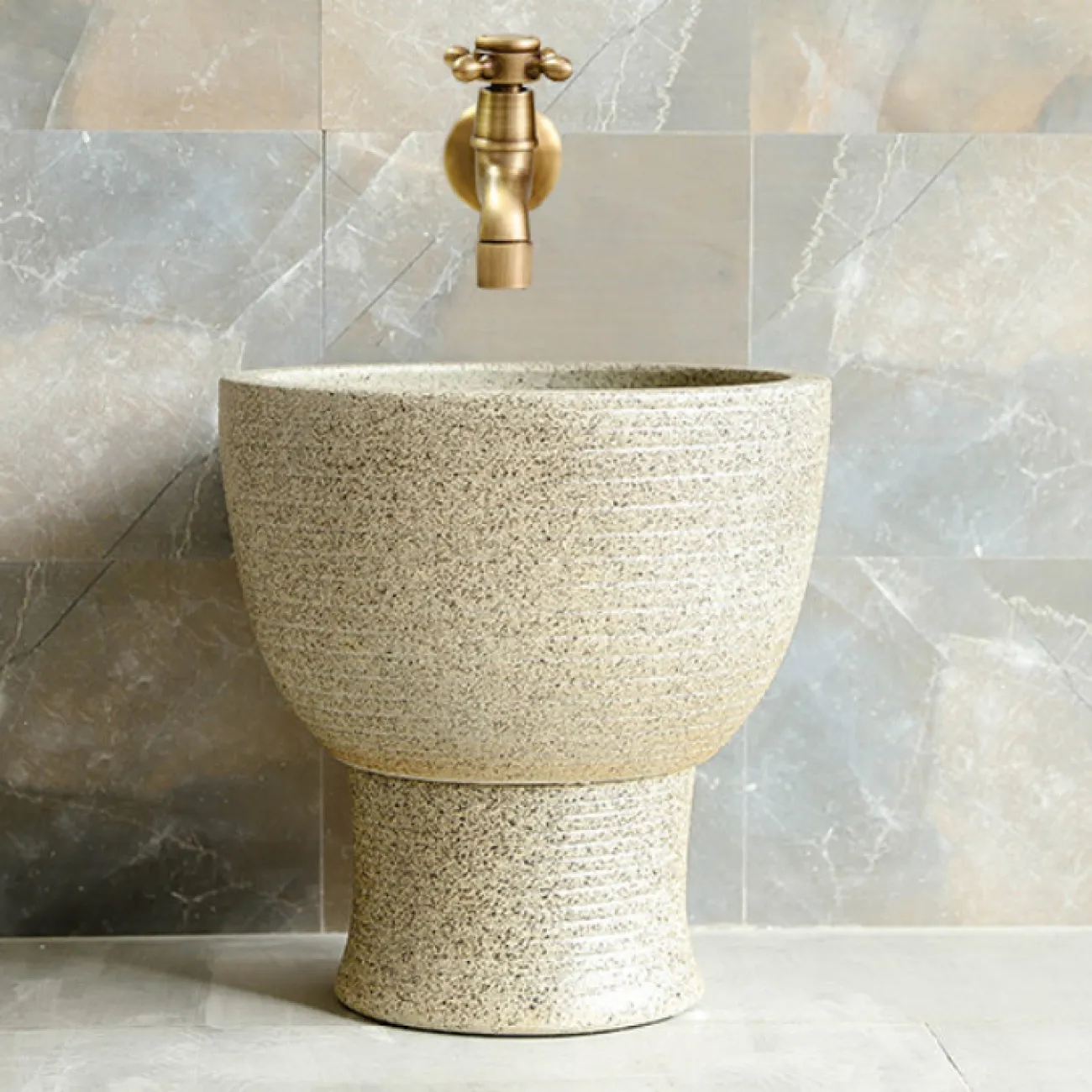 Керамический круглый умывальник для ванной комнаты LaLume MB20531-23 Керамический круглый умывальник для ванной комнаты LaLume MB20531-23