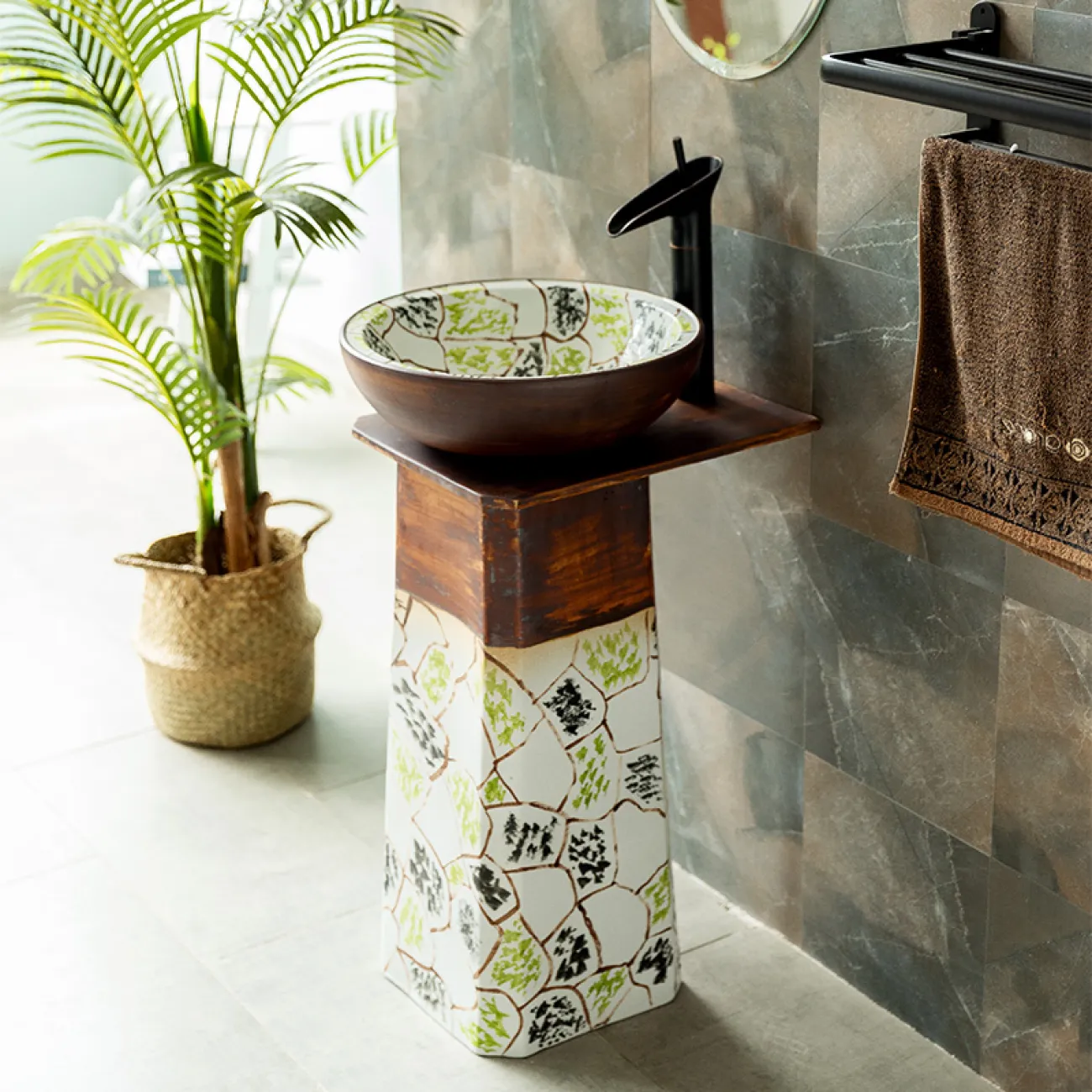 Керамический круглый умывальник  для ванной комнаты LaLume MB20546-23